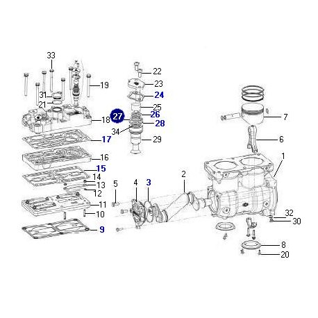 Juego De Reparacion Tapa Compresor K024410n05 - Sustituye Al K018809 // Reparacion Compresor Scania Lk4951 - 720 Cc
